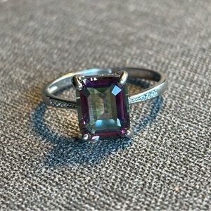 Sterling Silver Ring with Purple and Green Mystic Tooaz Gemstone